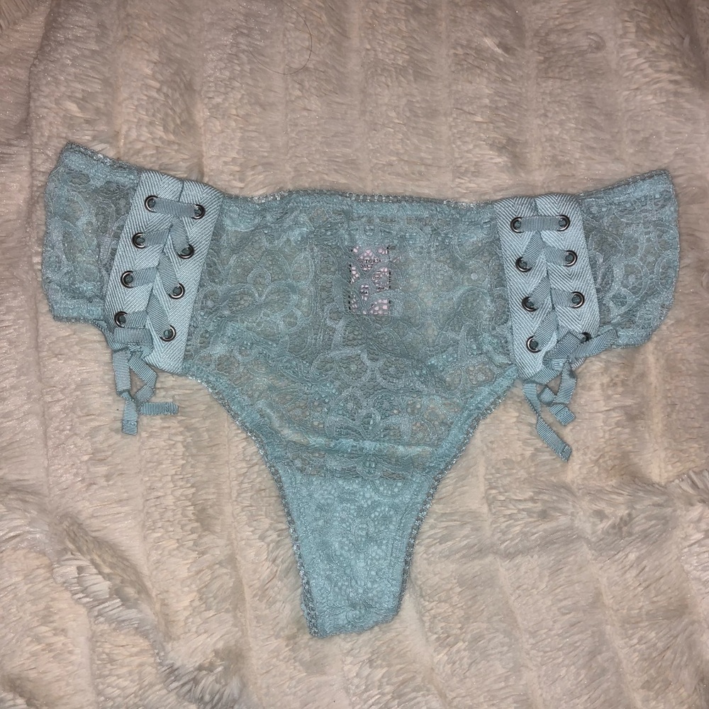 FINAL PRICE - Lace-up Lace & Mesh Thong Panty